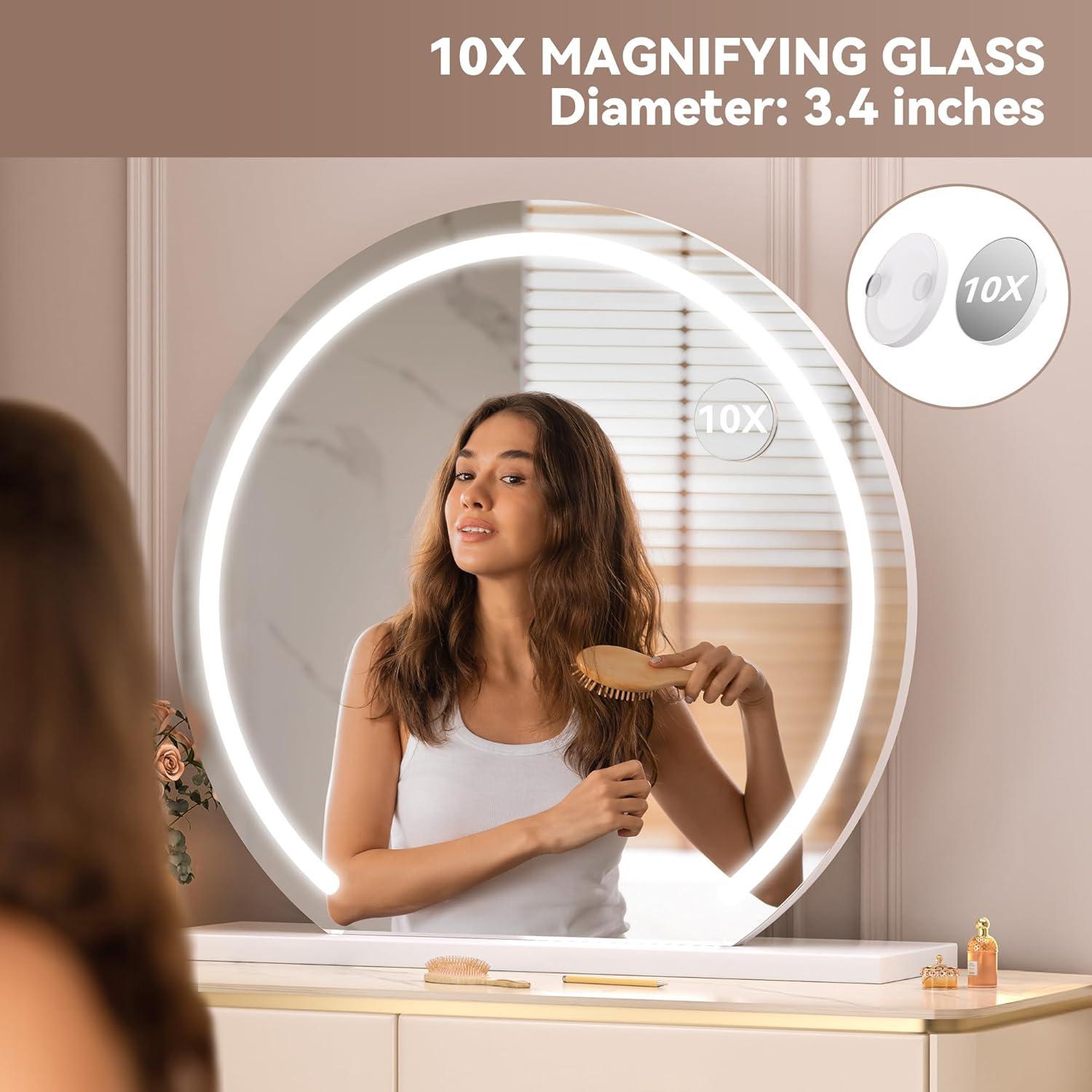 imageHasipu Vanity Mirror with Lights 24quot x 22quot LED Makeup Mirror Lighted Makeup Mirror with Lights Smart Touch Control 3 Colors Dimmable Mirror WhiteWhite
