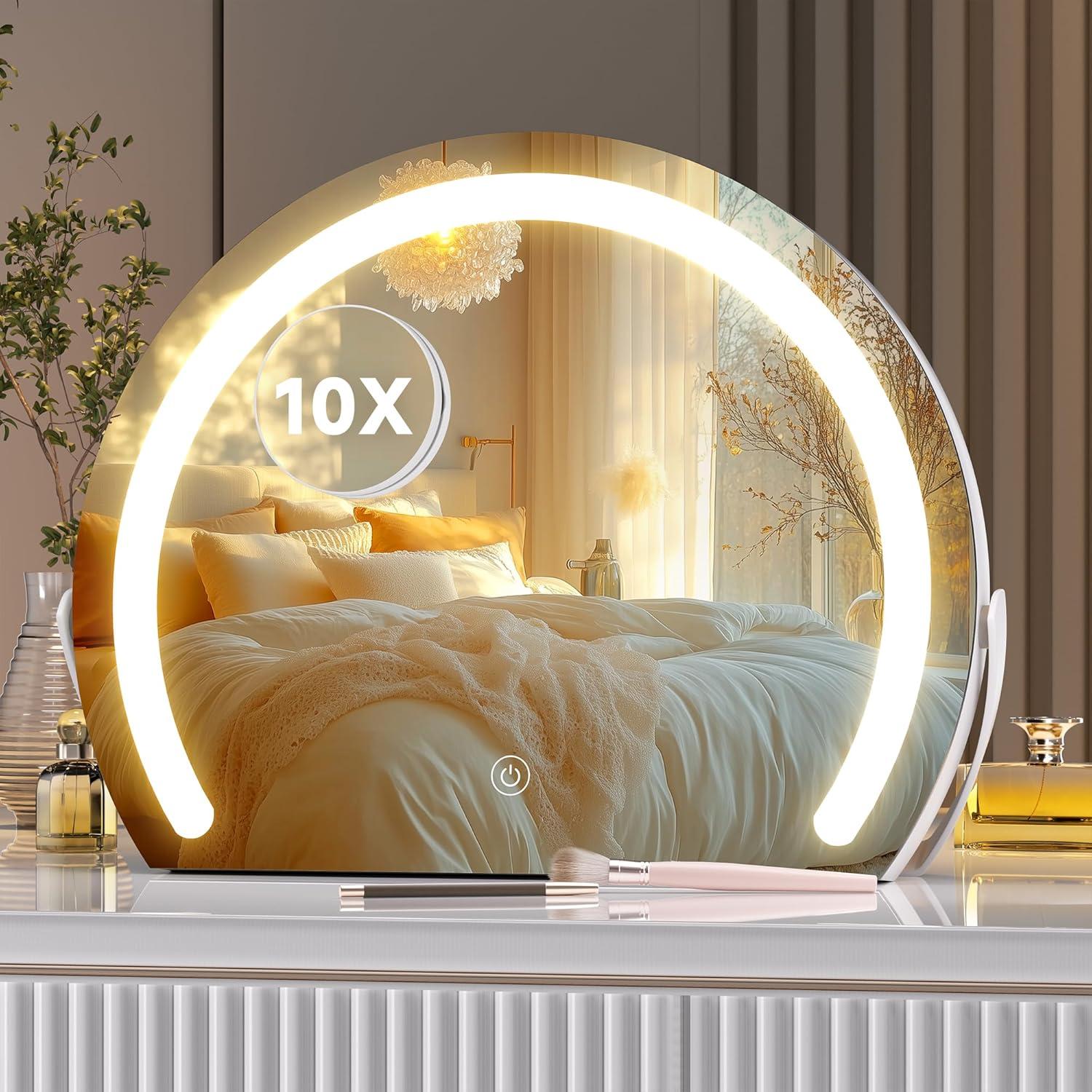 imageHasipu Vanity Mirror with Lights 24quot x 22quot LED Makeup Mirror Lighted Makeup Mirror with Lights Smart Touch Control 3 Colors Dimmable Mirror WhiteWhite