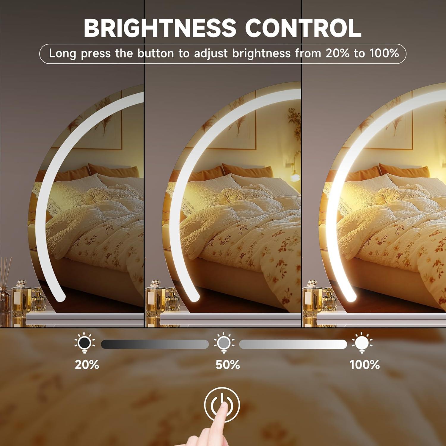 imageHasipu Vanity Mirror with Lights 24quot x 22quot LED Makeup Mirror Lighted Makeup Mirror with Lights Smart Touch Control 3 Colors Dimmable Mirror WhiteWhite