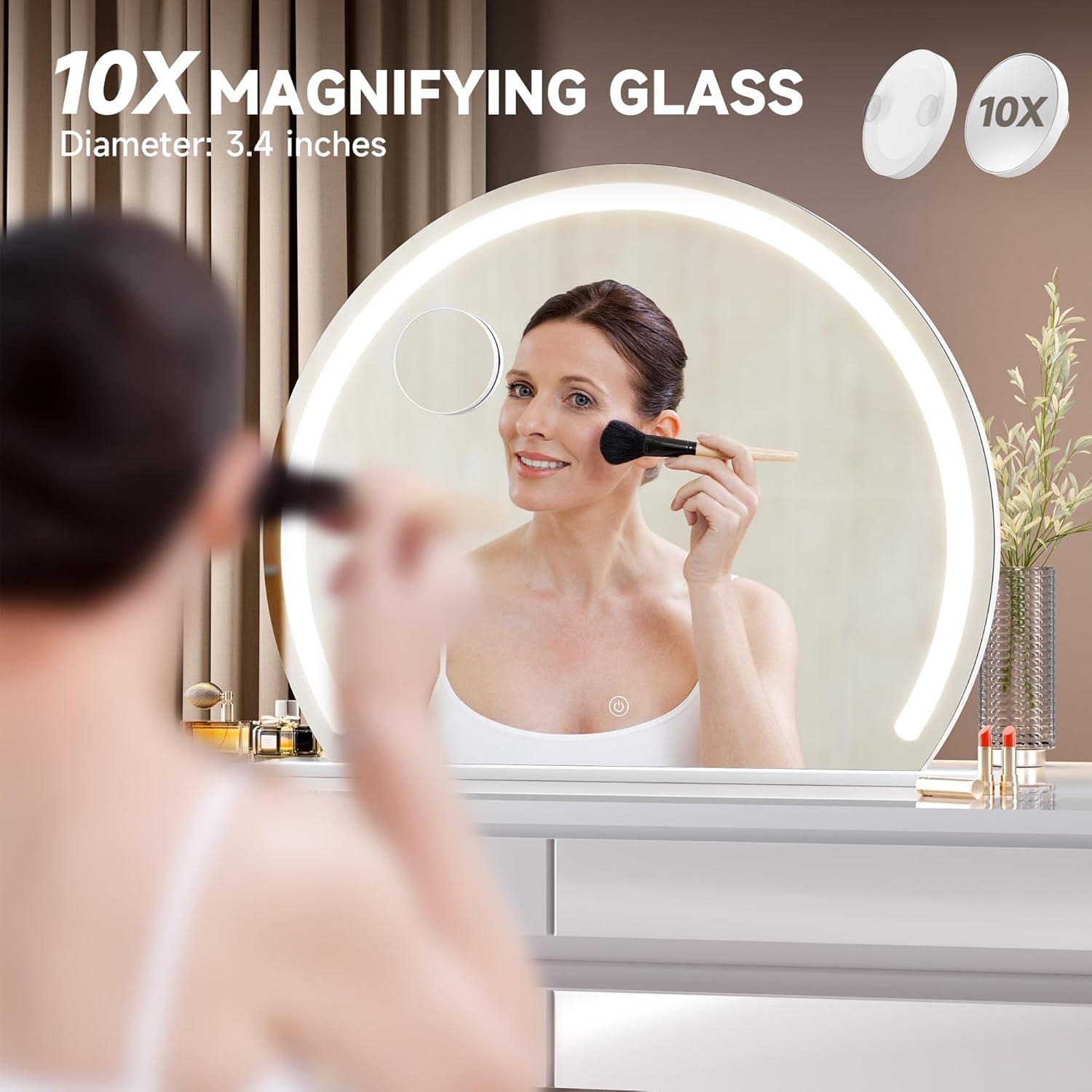 imageHasipu Vanity Mirror with Lights 24quot x 22quot LED Makeup Mirror Lighted Makeup Mirror with Lights Smart Touch Control 3 Colors Dimmable Mirror WhiteWhite