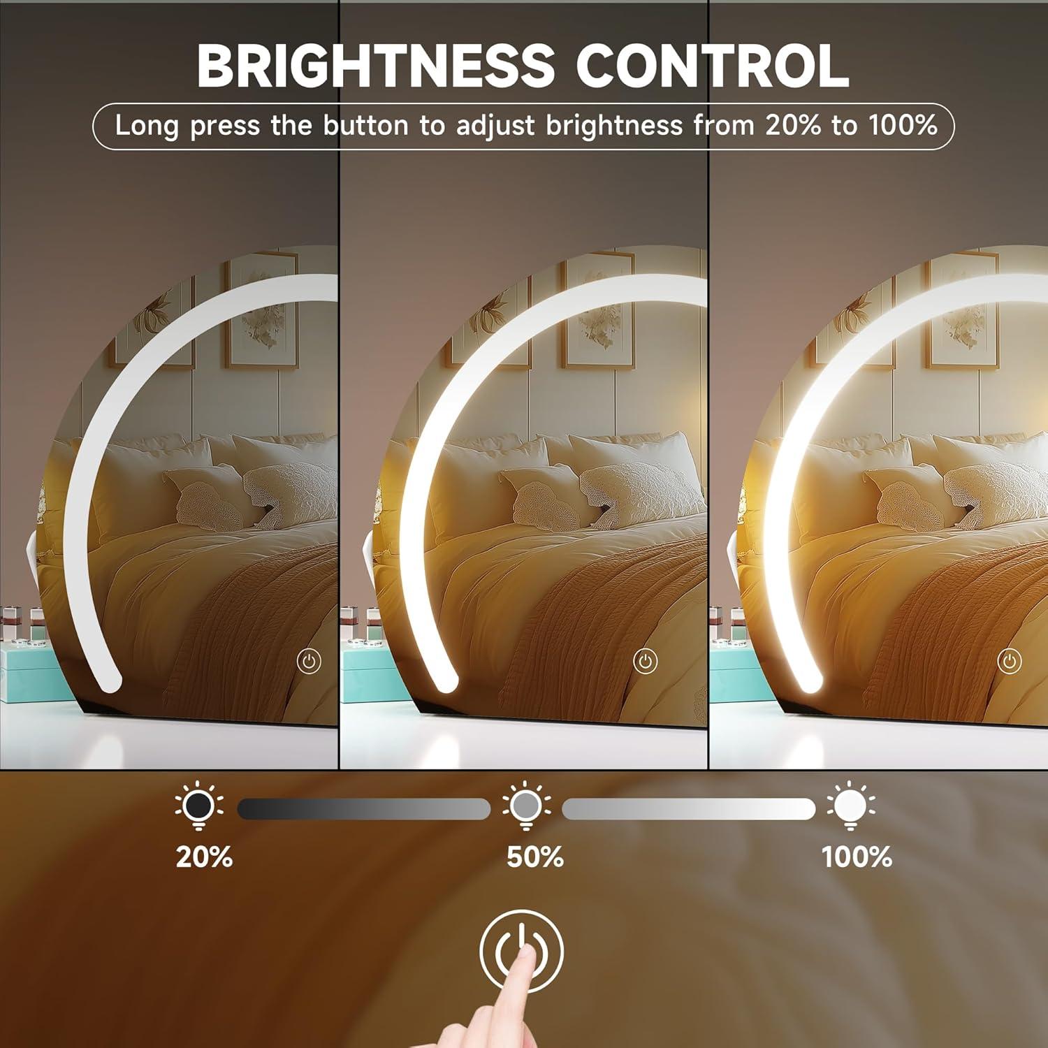 imageHasipu Vanity Mirror with Lights 24quot x 22quot LED Makeup Mirror Lighted Makeup Mirror with Lights Smart Touch Control 3 Colors Dimmable Mirror WhiteWhite