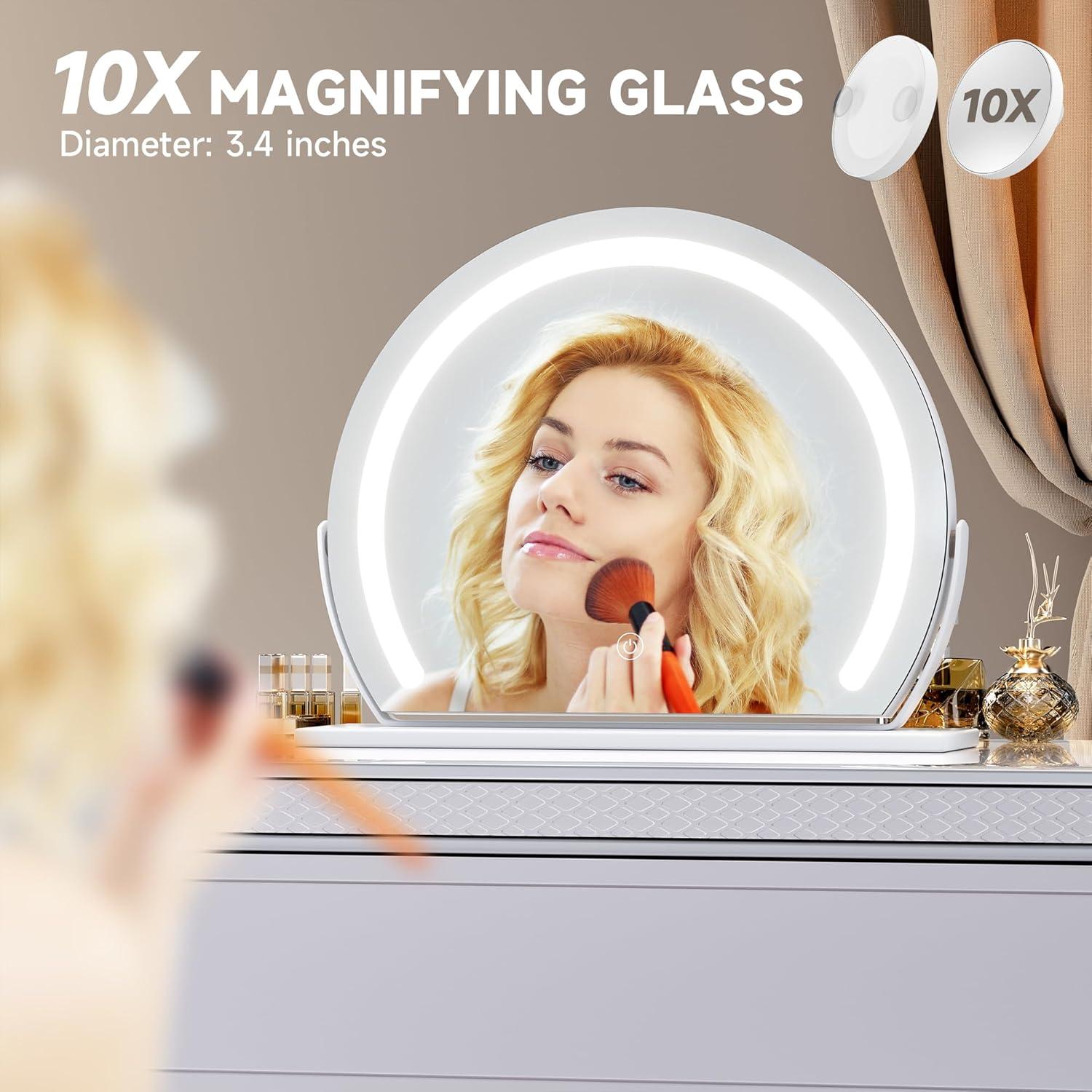 imageHasipu Vanity Mirror with Lights 24quot x 22quot LED Makeup Mirror Lighted Makeup Mirror with Lights Smart Touch Control 3 Colors Dimmable Mirror WhiteWhite