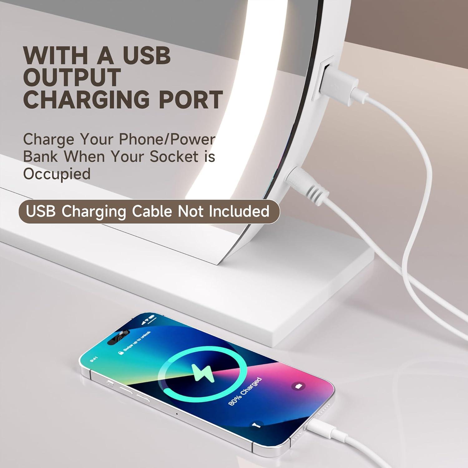 imageHasipu Vanity Mirror with Lights 24quot x 22quot LED Makeup Mirror Lighted Makeup Mirror with Lights Smart Touch Control 3 Colors Dimmable Mirror WhiteWhite