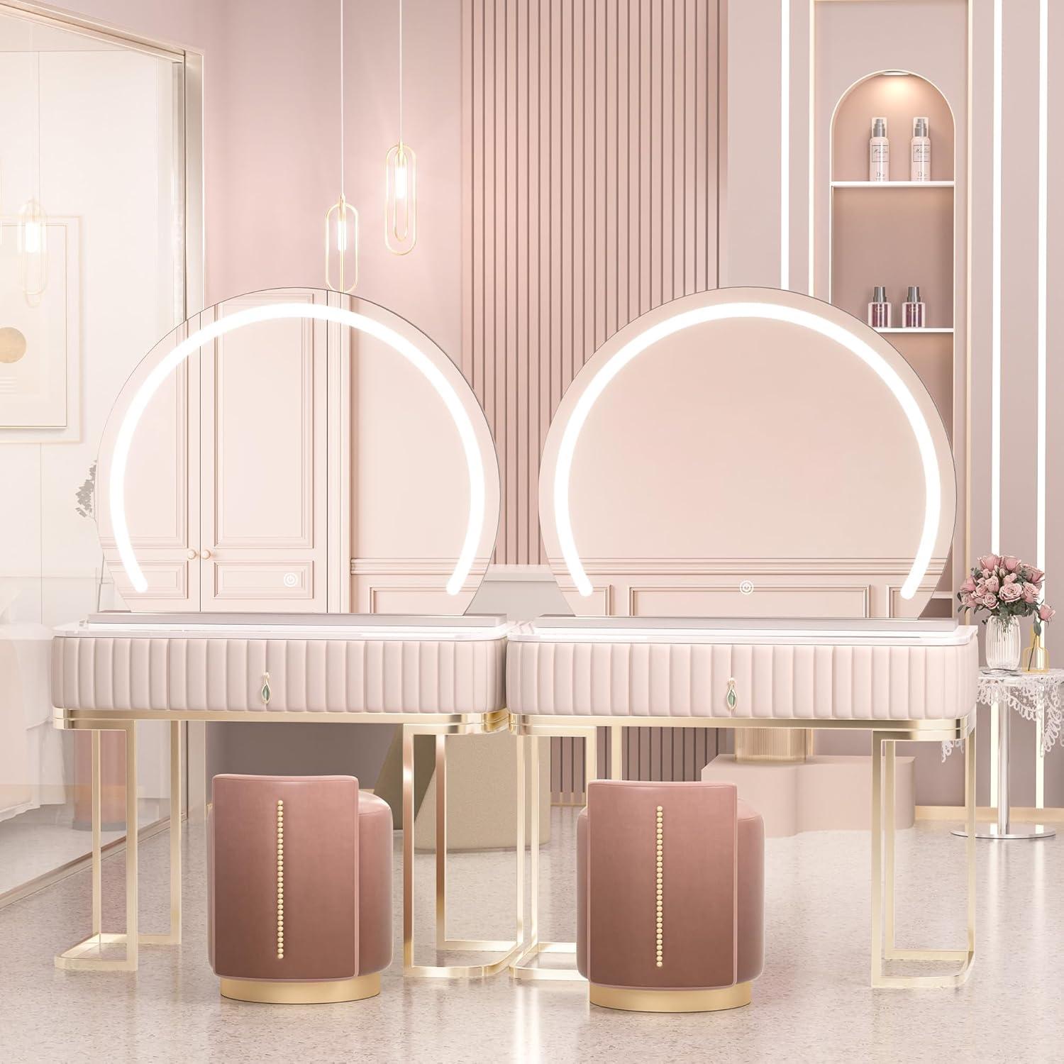 imageHasipu Vanity Mirror with Lights 40quot x 30quot LED Makeup Mirror Lighted Makeup Mirror with Lights Smart Touch Control 3 Colors Dimmable Mirror White