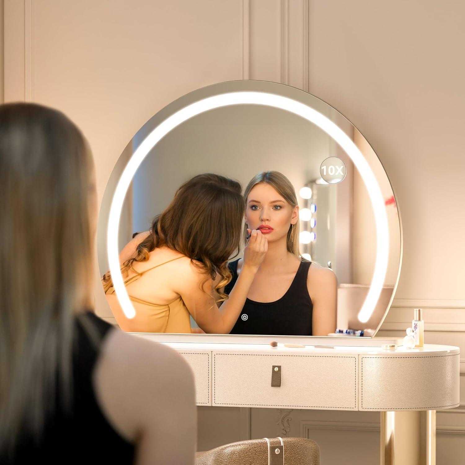 imageHasipu Vanity Mirror with Lights 40quot x 30quot LED Makeup Mirror Lighted Makeup Mirror with Lights Smart Touch Control 3 Colors Dimmable Mirror White