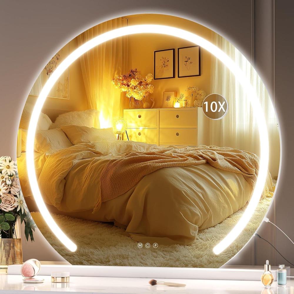 imageHasipu Vanity Mirror with Lights 24quot x 22quot LED Makeup Mirror Lighted Makeup Mirror with Lights Smart Touch Control 3 Colors Dimmable Mirror WhiteWhite