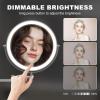 imageHasipu 10Inch Wall Mounted Makeup Mirror with Magnification Rechargeable 3000 mAh Vanity Mirror with Lights Bathroom Mirror with Dimmable Brightness 3 Lighting Modes Extendable Arm ChromeNickel