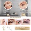 imageHasipu 10Inch Wall Mounted Makeup Mirror with Magnification Rechargeable 3000 mAh Vanity Mirror with Lights Bathroom Mirror with Dimmable Brightness 3 Lighting Modes Extendable Arm ChromeNickel