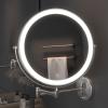 imageHasipu 10Inch Wall Mounted Makeup Mirror with Magnification Rechargeable 3000 mAh Vanity Mirror with Lights Bathroom Mirror with Dimmable Brightness 3 Lighting Modes Extendable Arm ChromeNickel