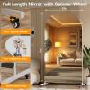 imageHasipu 67quot x 40quot Arched LED Rolling Gym Mirror with Wheels Dimmable Lighted Body Mirror with 3 Color Temperatures ampamp Adjustable Brightness for Bedroom Yoga Studio ampamp Home GymWhite