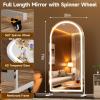 imageHasipu 67quot x 40quot Arched LED Rolling Gym Mirror with Wheels Dimmable Lighted Body Mirror with 3 Color Temperatures ampamp Adjustable Brightness for Bedroom Yoga Studio ampamp Home GymWhite  Led