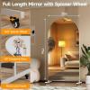imageHasipu 67quot x 40quot Arched LED Rolling Gym Mirror with Wheels Dimmable Lighted Body Mirror with 3 Color Temperatures ampamp Adjustable Brightness for Bedroom Yoga Studio ampamp Home GymWhite