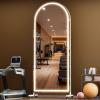 imageHasipu 67quot x 40quot Arched LED Rolling Gym Mirror with Wheels Dimmable Lighted Body Mirror with 3 Color Temperatures ampamp Adjustable Brightness for Bedroom Yoga Studio ampamp Home GymWhite  Led
