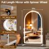 imageHasipu 67quot x 40quot Arched LED Rolling Gym Mirror with Wheels Dimmable Lighted Body Mirror with 3 Color Temperatures ampamp Adjustable Brightness for Bedroom Yoga Studio ampamp Home GymWhite  Led