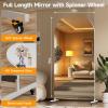 imageHasipu 67quot x 40quot Arched LED Rolling Gym Mirror with Wheels Dimmable Lighted Body Mirror with 3 Color Temperatures ampamp Adjustable Brightness for Bedroom Yoga Studio ampamp Home GymWhite