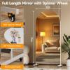 imageHasipu 67quot x 40quot Arched LED Rolling Gym Mirror with Wheels Dimmable Lighted Body Mirror with 3 Color Temperatures ampamp Adjustable Brightness for Bedroom Yoga Studio ampamp Home GymWhite