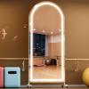 imageHasipu 67quot x 40quot Arched LED Rolling Gym Mirror with Wheels Dimmable Lighted Body Mirror with 3 Color Temperatures ampamp Adjustable Brightness for Bedroom Yoga Studio ampamp Home GymWhite  Led