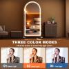 imageHasipu 67quot x 40quot Arched LED Rolling Gym Mirror with Wheels Dimmable Lighted Body Mirror with 3 Color Temperatures ampamp Adjustable Brightness for Bedroom Yoga Studio ampamp Home GymWhite  Led