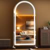 imageHasipu 67quot x 40quot Arched LED Rolling Gym Mirror with Wheels Dimmable Lighted Body Mirror with 3 Color Temperatures ampamp Adjustable Brightness for Bedroom Yoga Studio ampamp Home GymWhite  Led
