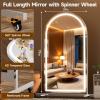 imageHasipu 67quot x 40quot Arched LED Rolling Gym Mirror with Wheels Dimmable Lighted Body Mirror with 3 Color Temperatures ampamp Adjustable Brightness for Bedroom Yoga Studio ampamp Home GymWhite  Led