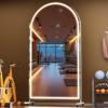 imageHasipu 67quot x 40quot Arched LED Rolling Gym Mirror with Wheels Dimmable Lighted Body Mirror with 3 Color Temperatures ampamp Adjustable Brightness for Bedroom Yoga Studio ampamp Home GymWhite  Led