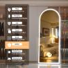 imageHasipu 95quot X 40quot Full Length Mirror with Lights White Frame Arch Led Mirror Full Length and 3 Colors Temperatures ampamp Brightness AdjustableLight Up Mirror Full Body for Bedroom Cloakroom Living RoomWhite