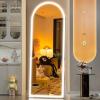 imageHasipu 95quot X 40quot Full Length Mirror with Lights White Frame Arch Led Mirror Full Length and 3 Colors Temperatures ampamp Brightness AdjustableLight Up Mirror Full Body for Bedroom Cloakroom Living RoomWhite