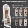 imageHasipu 95quot X 40quot Full Length Mirror with Lights White Frame Arch Led Mirror Full Length and 3 Colors Temperatures ampamp Brightness AdjustableLight Up Mirror Full Body for Bedroom Cloakroom Living RoomWhite