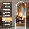 imageHasipu 95quot X 40quot Full Length Mirror with Lights White Frame Arch Led Mirror Full Length and 3 Colors Temperatures ampamp Brightness AdjustableLight Up Mirror Full Body for Bedroom Cloakroom Living RoomBlack