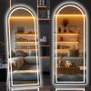 imageHasipu 95quot X 40quot Full Length Mirror with Lights White Frame Arch Led Mirror Full Length and 3 Colors Temperatures ampamp Brightness AdjustableLight Up Mirror Full Body for Bedroom Cloakroom Living RoomWhite