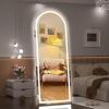 imageHasipu 95quot X 40quot Full Length Mirror with Lights White Frame Arch Led Mirror Full Length and 3 Colors Temperatures ampamp Brightness AdjustableLight Up Mirror Full Body for Bedroom Cloakroom Living RoomWhite