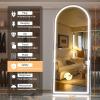 imageHasipu 95quot X 40quot Full Length Mirror with Lights White Frame Arch Led Mirror Full Length and 3 Colors Temperatures ampamp Brightness AdjustableLight Up Mirror Full Body for Bedroom Cloakroom Living RoomWhite