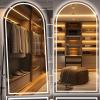 imageHasipu 95quot X 40quot Full Length Mirror with Lights White Frame Arch Led Mirror Full Length and 3 Colors Temperatures ampamp Brightness AdjustableLight Up Mirror Full Body for Bedroom Cloakroom Living RoomBlack
