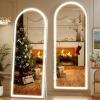 imageHasipu 95quot X 40quot Full Length Mirror with Lights White Frame Arch Led Mirror Full Length and 3 Colors Temperatures ampamp Brightness AdjustableLight Up Mirror Full Body for Bedroom Cloakroom Living RoomWhite