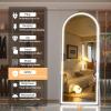 imageHasipu 95quot X 40quot Full Length Mirror with Lights White Frame Arch Led Mirror Full Length and 3 Colors Temperatures ampamp Brightness AdjustableLight Up Mirror Full Body for Bedroom Cloakroom Living RoomWhite
