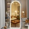 imageHasipu 95quot X 40quot Full Length Mirror with Lights White Frame Arch Led Mirror Full Length and 3 Colors Temperatures ampamp Brightness AdjustableLight Up Mirror Full Body for Bedroom Cloakroom Living RoomWhite