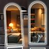 imageHasipu 95quot X 40quot Full Length Mirror with Lights White Frame Arch Led Mirror Full Length and 3 Colors Temperatures ampamp Brightness AdjustableLight Up Mirror Full Body for Bedroom Cloakroom Living RoomWhite