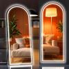 imageHasipu 95quot X 40quot Full Length Mirror with Lights White Frame Arch Led Mirror Full Length and 3 Colors Temperatures ampamp Brightness AdjustableLight Up Mirror Full Body for Bedroom Cloakroom Living RoomBlack