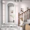 imageHasipu 95quot X 40quot Full Length Mirror with Lights White Frame Arch Led Mirror Full Length and 3 Colors Temperatures ampamp Brightness AdjustableLight Up Mirror Full Body for Bedroom Cloakroom Living RoomWhite