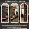 imageHasipu 95quot X 40quot Full Length Mirror with Lights White Frame Arch Led Mirror Full Length and 3 Colors Temperatures ampamp Brightness AdjustableLight Up Mirror Full Body for Bedroom Cloakroom Living RoomBlack