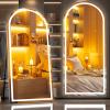 imageHasipu 95quot X 40quot Full Length Mirror with Lights White Frame Arch Led Mirror Full Length and 3 Colors Temperatures ampamp Brightness AdjustableLight Up Mirror Full Body for Bedroom Cloakroom Living RoomBlack