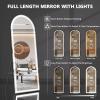imageHasipu 95quot X 40quot Full Length Mirror with Lights White Frame Arch Led Mirror Full Length and 3 Colors Temperatures ampamp Brightness AdjustableLight Up Mirror Full Body for Bedroom Cloakroom Living RoomBlack