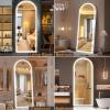 imageHasipu 95quot X 40quot Full Length Mirror with Lights White Frame Arch Led Mirror Full Length and 3 Colors Temperatures ampamp Brightness AdjustableLight Up Mirror Full Body for Bedroom Cloakroom Living RoomWhite