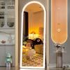 imageHasipu 95quot X 40quot Full Length Mirror with Lights White Frame Arch Led Mirror Full Length and 3 Colors Temperatures ampamp Brightness AdjustableLight Up Mirror Full Body for Bedroom Cloakroom Living RoomBlack