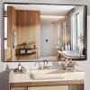 imageHasipu Black Bathroom Over Sink Mirror 41x21 Inch Rounded Rectangle Vanity Mirror Metal Framed Wall Mirrors AntiRust Surface Mount Hangs Horizontal or VerticalBlack