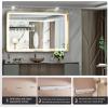 imageHasipu Black Bathroom Over Sink Mirror 41x21 Inch Rounded Rectangle Vanity Mirror Metal Framed Wall Mirrors AntiRust Surface Mount Hangs Horizontal or VerticalGold Led