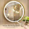 imageHasipu Black Bathroom Over Sink Mirror 41x21 Inch Rounded Rectangle Vanity Mirror Metal Framed Wall Mirrors AntiRust Surface Mount Hangs Horizontal or VerticalGold Led