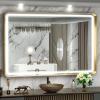 imageHasipu Black Bathroom Over Sink Mirror 41x21 Inch Rounded Rectangle Vanity Mirror Metal Framed Wall Mirrors AntiRust Surface Mount Hangs Horizontal or VerticalGold Led