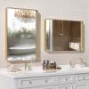 imageHasipu Black Bathroom Over Sink Mirror 41x21 Inch Rounded Rectangle Vanity Mirror Metal Framed Wall Mirrors AntiRust Surface Mount Hangs Horizontal or VerticalGold