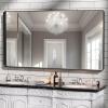 imageHasipu Black Bathroom Over Sink Mirror 41x21 Inch Rounded Rectangle Vanity Mirror Metal Framed Wall Mirrors AntiRust Surface Mount Hangs Horizontal or VerticalBlack